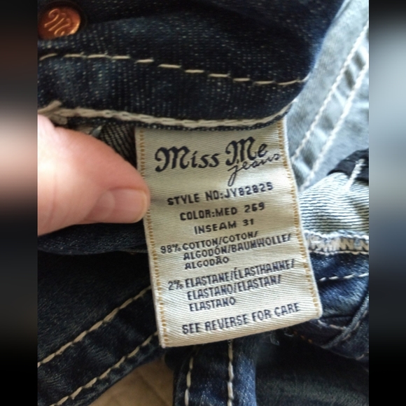 Embroidered Skinny Jeans Embellished w/Bling & Leather Cross - Picture 2 of 11